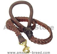 Braided Leather Dog Leash 4 foot-Braided Lead Amstaff