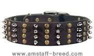 Amstaff Spike Studded Collar/2 inch wide Leather Studs collar