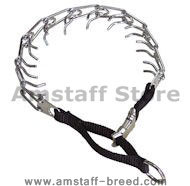 Dog pinch collar with nylon loop and quick release buckle