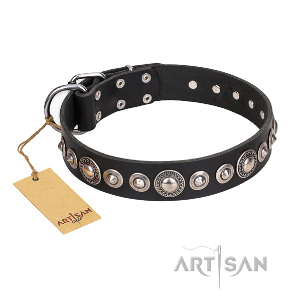 Full grain leather dog collar made of top notch material with durable traditional buckle