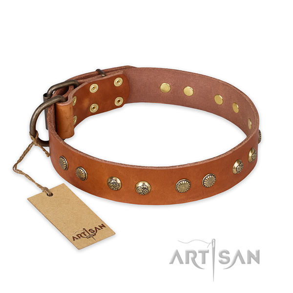 Exquisite full grain leather dog collar with strong buckle