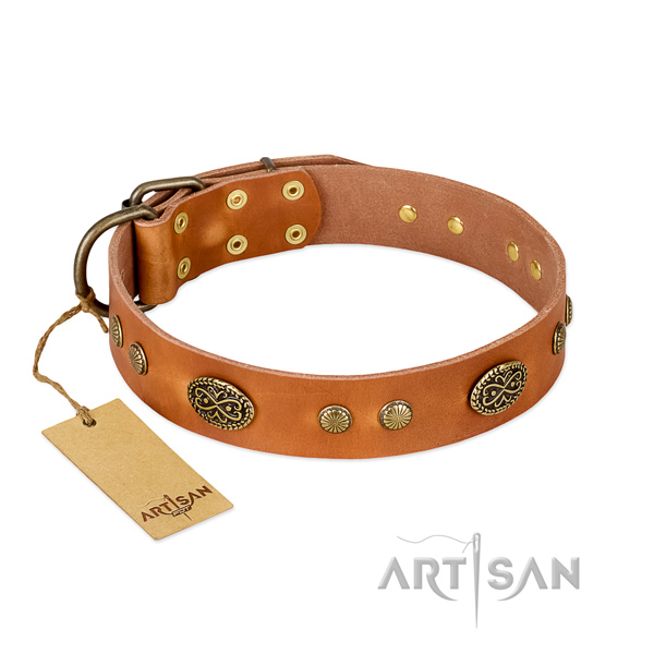 Reliable hardware on Genuine leather dog collar for your doggie