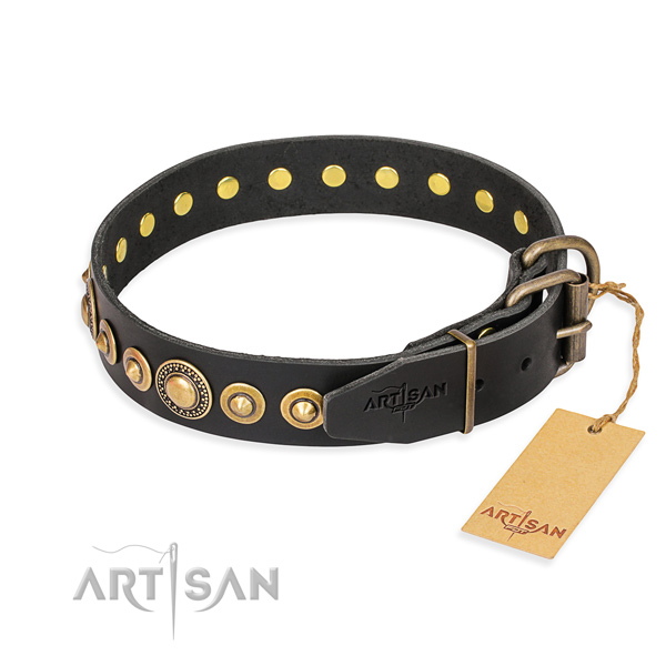 High quality full grain natural leather collar created for your pet