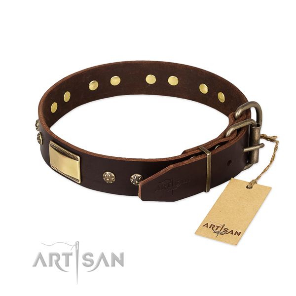 Fine quality full grain genuine leather collar for your four-legged friend