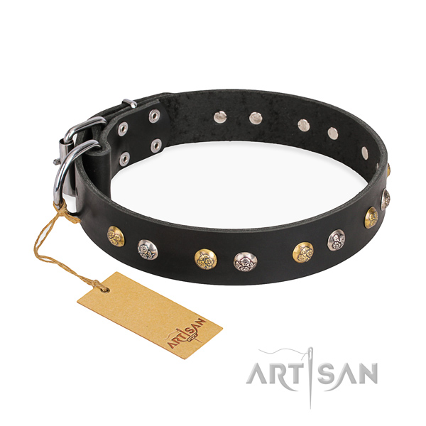 Handy use easy wearing dog collar with corrosion resistant hardware