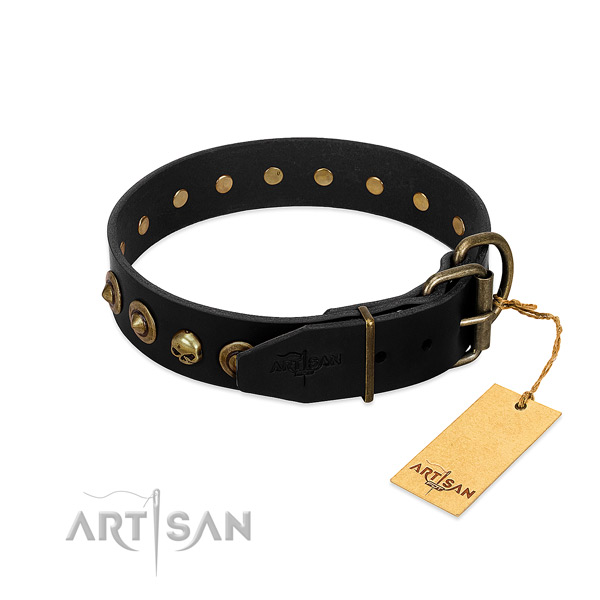 Leather collar with fashionable studs for your doggie