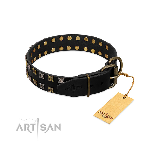 Top notch full grain leather dog collar created for your four-legged friend