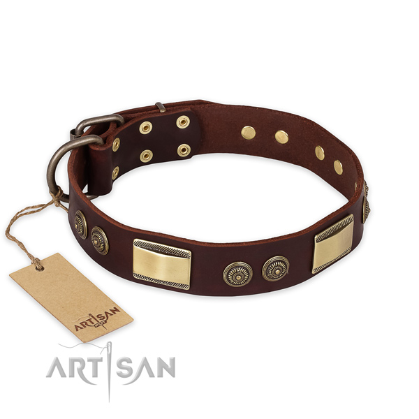 Remarkable full grain leather dog collar for comfortable wearing