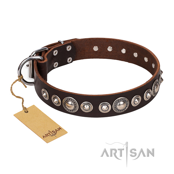 Best quality decorated dog collar of full grain leather