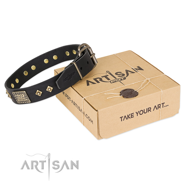 Easy wearing full grain leather collar for your beautiful pet