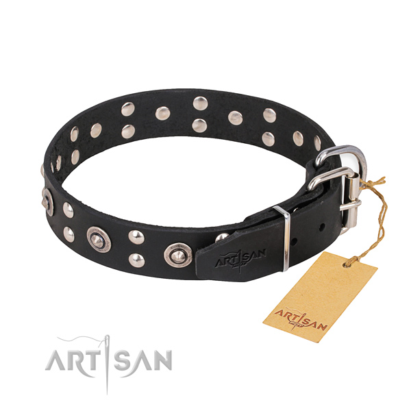 Full grain leather dog collar with amazing strong decorations