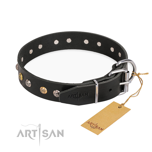 High quality full grain natural leather dog collar made for everyday use