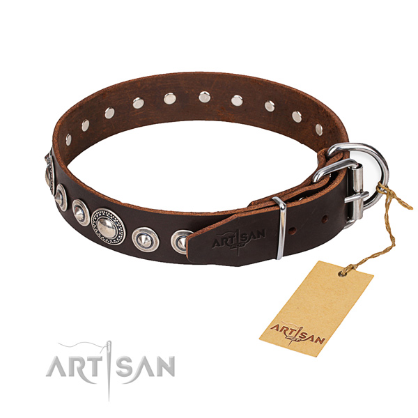 Genuine leather dog collar made of high quality material with durable fittings