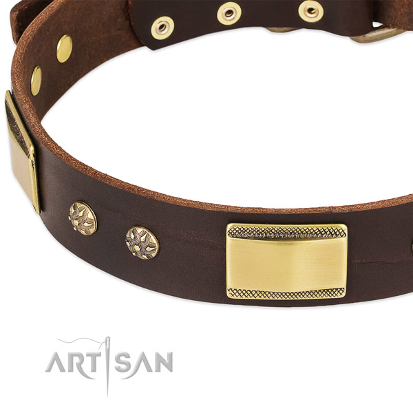 Rust resistant fittings on genuine leather dog collar for your pet