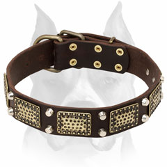 Strong and durable materials leather dog collar for Amstaff
