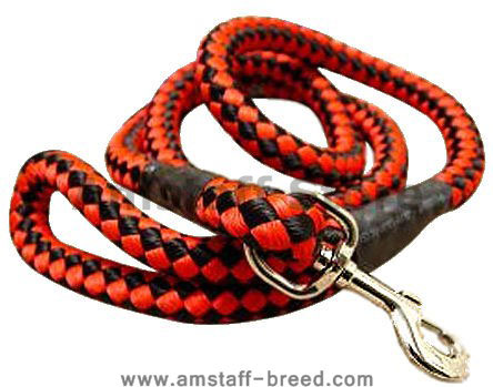 5 foot Round Nylon Leash With Brass Snap for Amstaff 